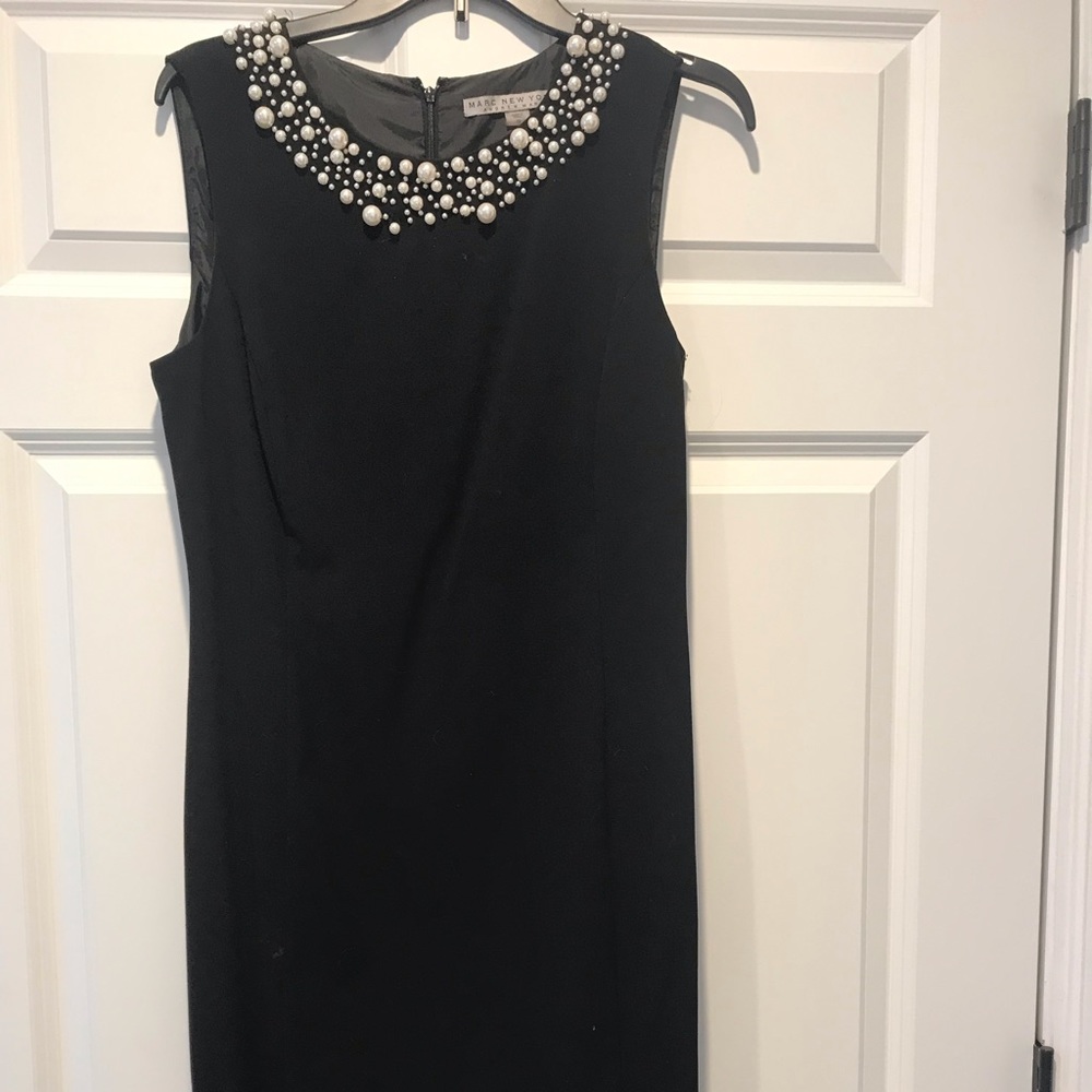 Mark New York black dress with pearl neck line